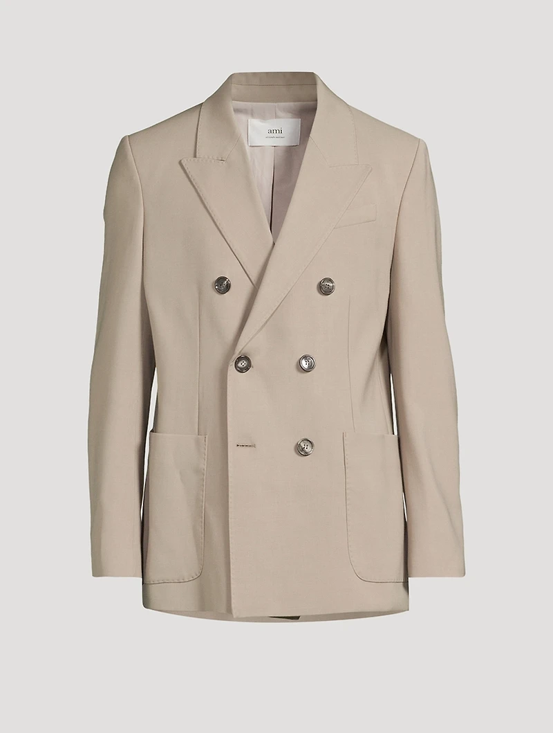 Wool-Blend Double-Breasted Jacket