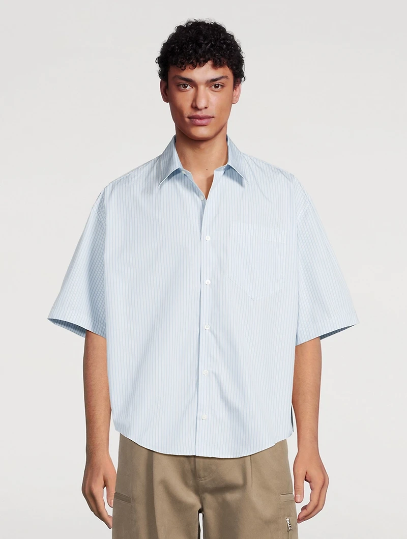 Poplin Boxy Shirt Striped Print
