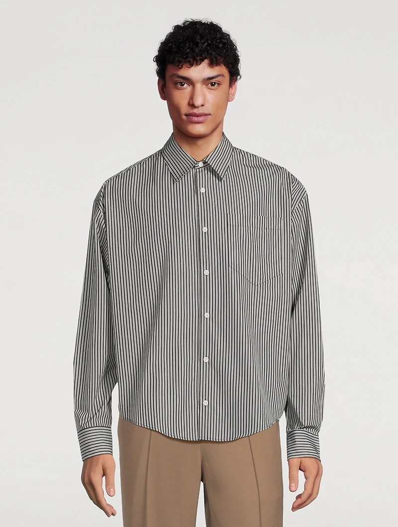 Cotton Boxy Shirt Striped Print