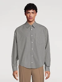Cotton Boxy Shirt Striped Print