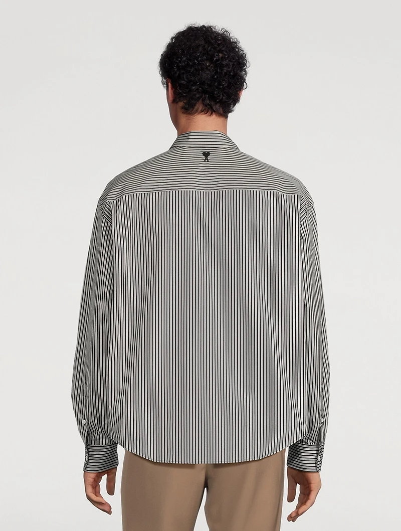 Cotton Boxy Shirt Striped Print