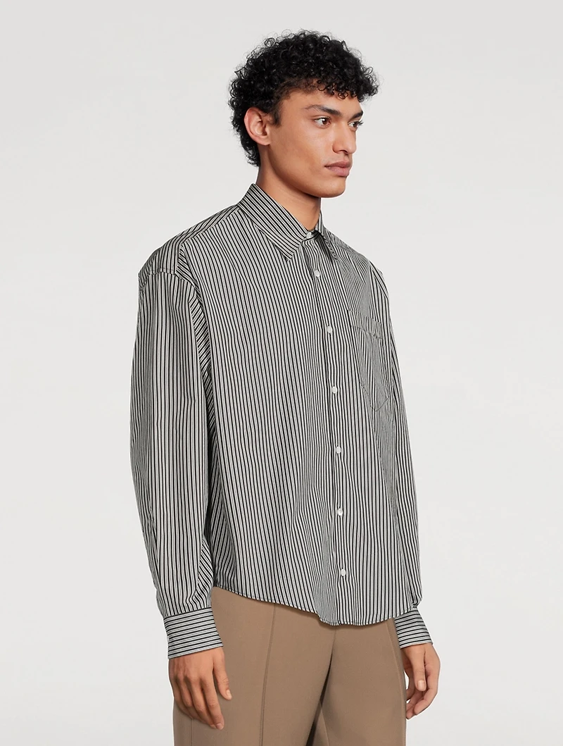 Cotton Boxy Shirt Striped Print