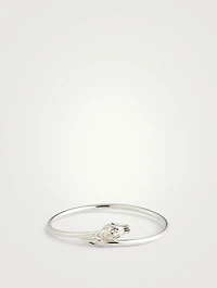 Naga Slim Sterling Silver Cuff Bracelet With Sapphire