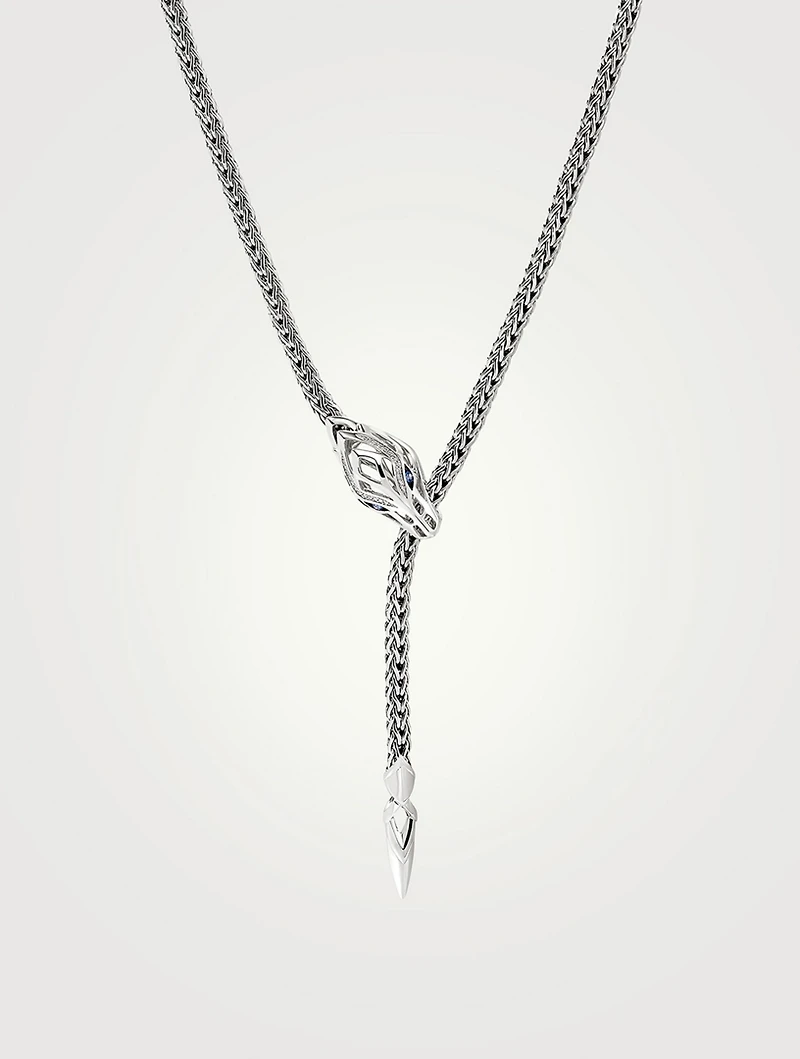 Naga Sterling Silver Lariat Necklace With Sapphire