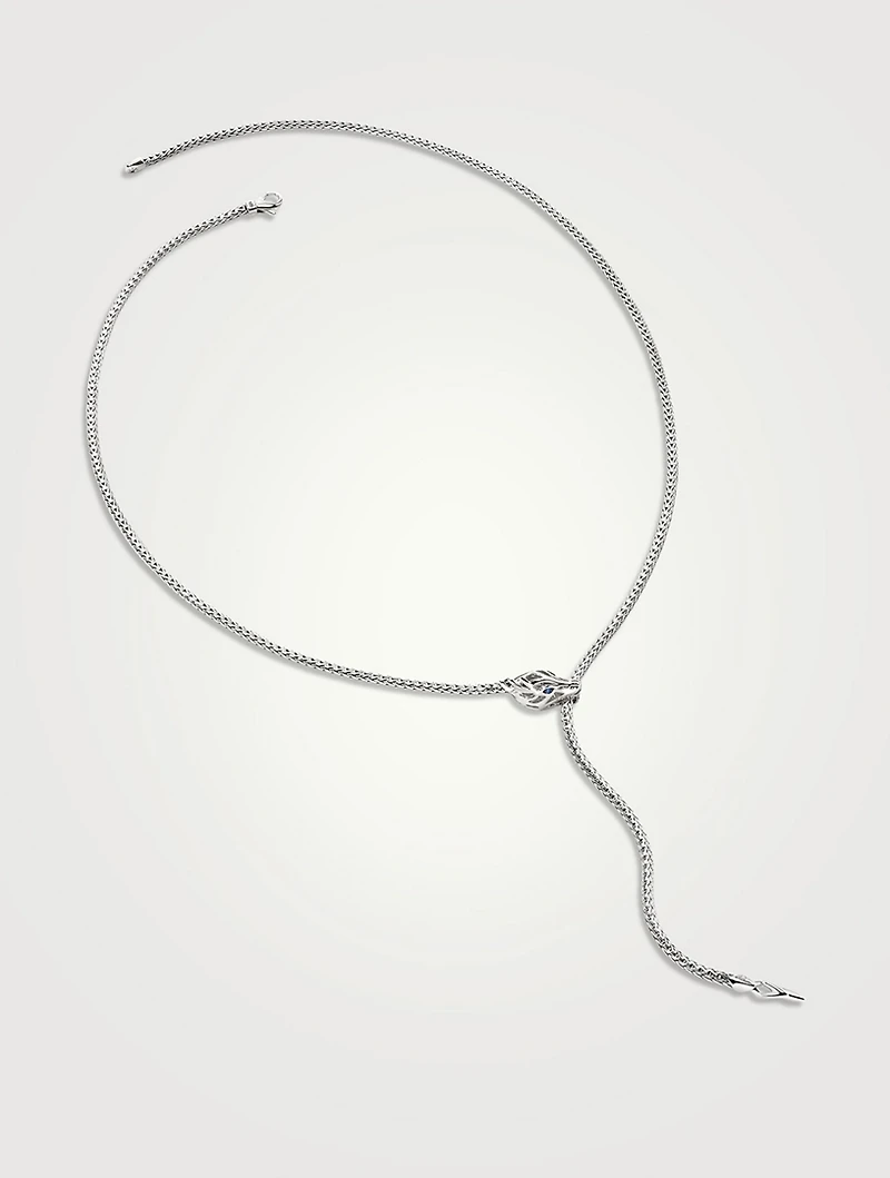 Naga Sterling Silver Lariat Necklace With Sapphire