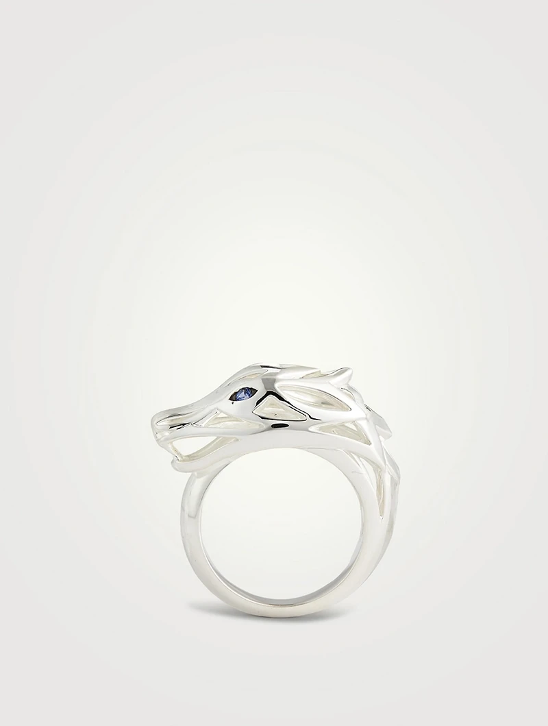 Naga Sterling Silver Ring With Sapphire