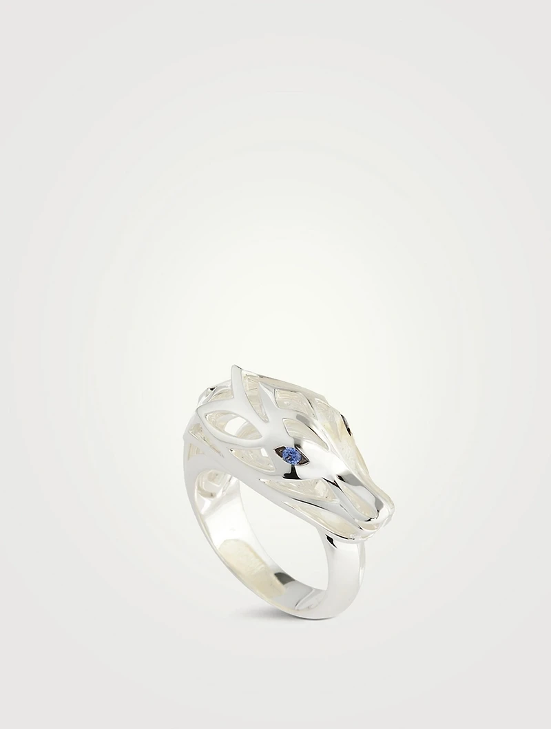Naga Sterling Silver Ring With Sapphire