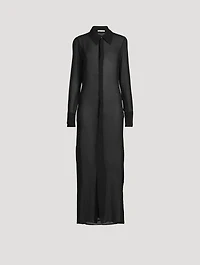 Semi-Sheer Silk Shirt Dress