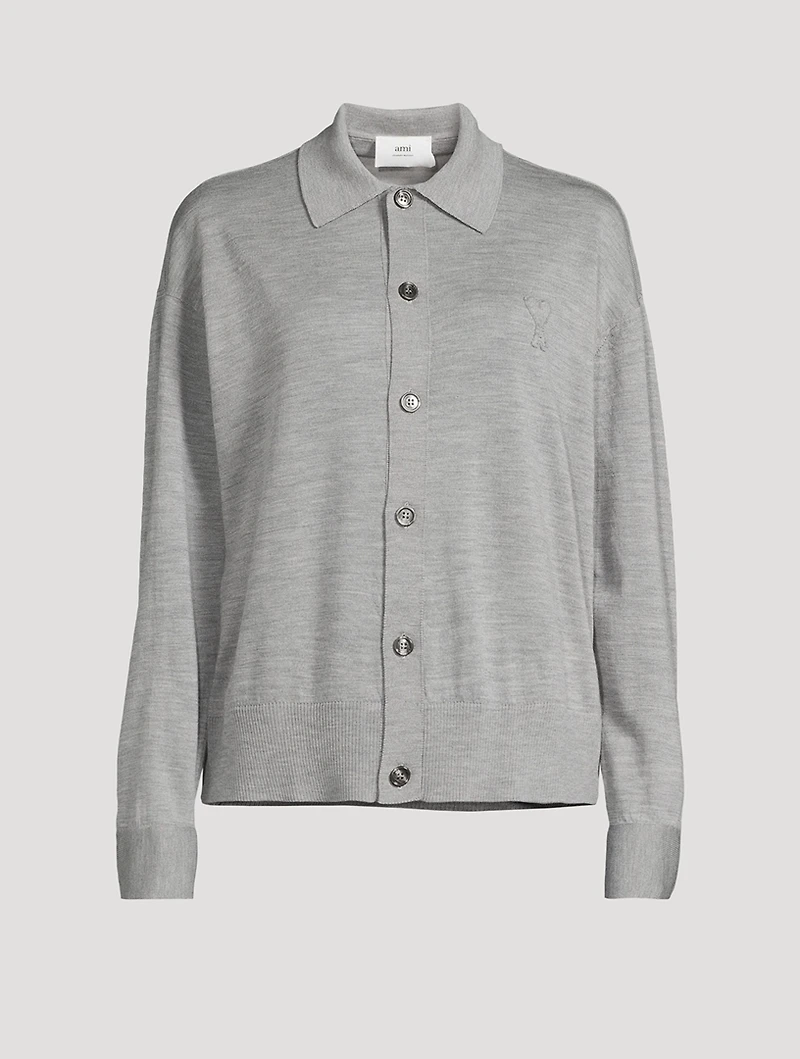 Merino Wool Polo Cardigan