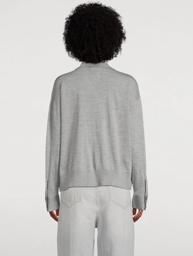 Merino Wool Polo Cardigan