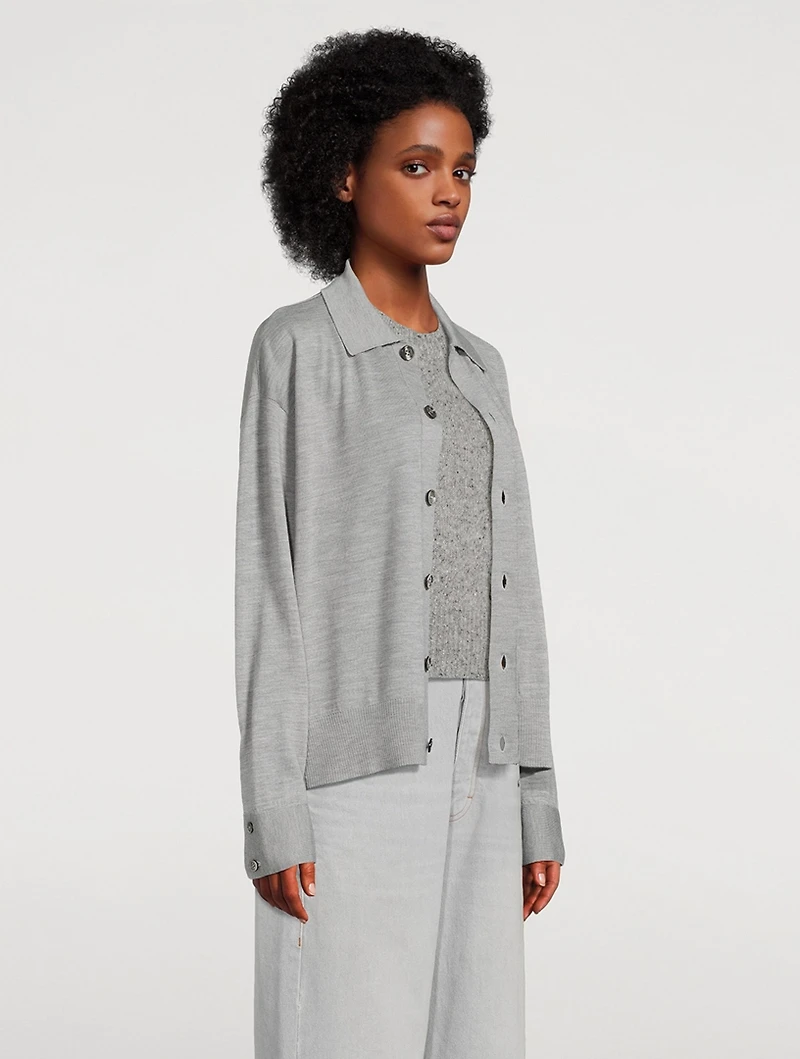 Merino Wool Polo Cardigan