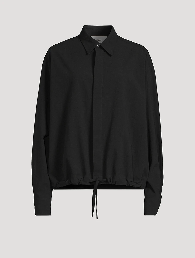 Cotton Crêpe Drawstring Shirt