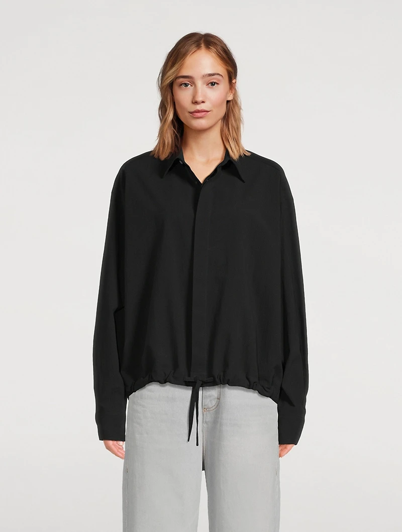 Cotton Crêpe Drawstring Shirt