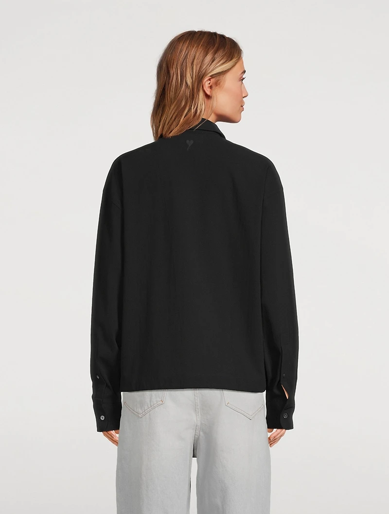 Cotton Crêpe Drawstring Shirt
