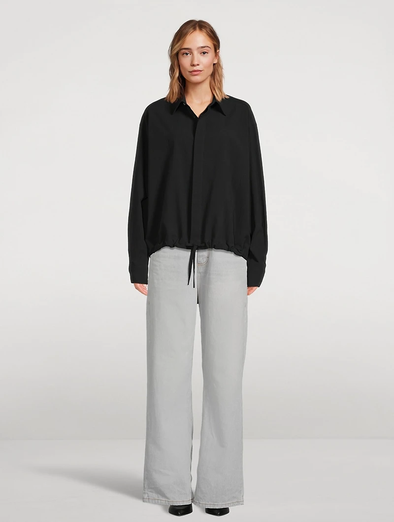 Cotton Crêpe Drawstring Shirt