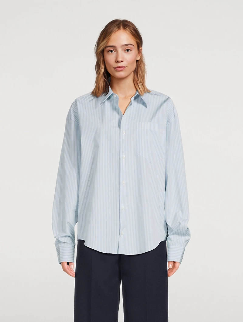 Oversized Poplin Shirt Stripe Print