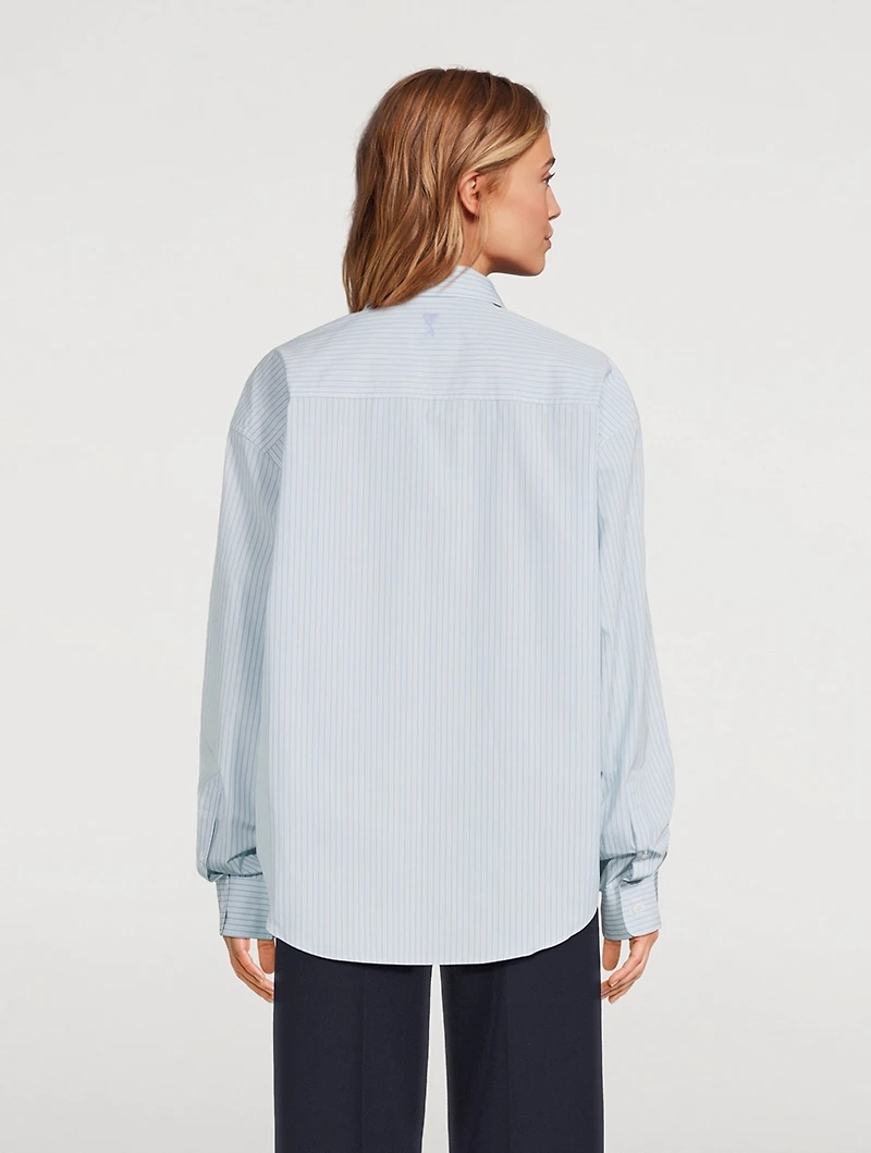 Oversized Poplin Shirt Stripe Print