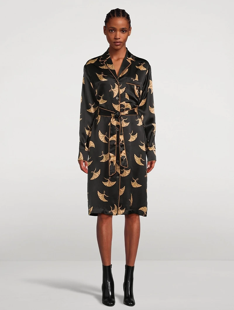 Doralas Silk Dress In Bird Print