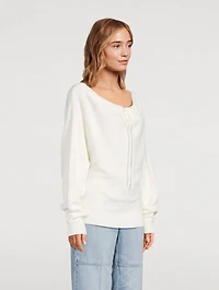 Ruched Dolman-Sleeve Sweater