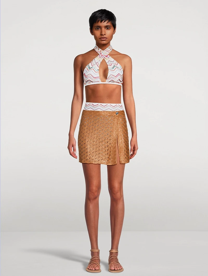 Metallic Wrap Mini Skirt