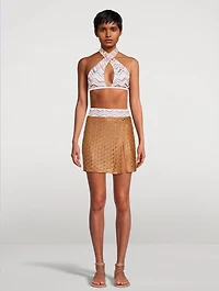 Metallic Wrap Mini Skirt