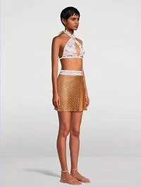 Metallic Wrap Mini Skirt