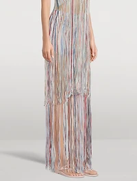 Wrap-Front Fringe Skirt