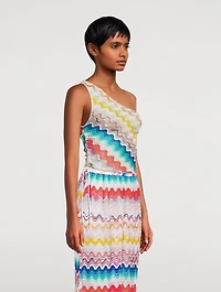 Zig Zag Jacquard One-Shoulder Top