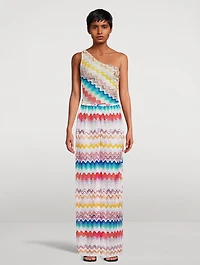 Zig Zag Jacquard One-Shoulder Top