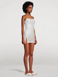 Lace-Effect Mini Dress With Chain Straps