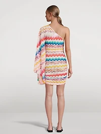 Zig Zag Jacquard One-Shoulder Mini Dress
