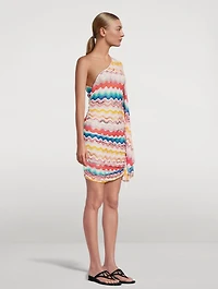 Zig Zag Jacquard One-Shoulder Mini Dress