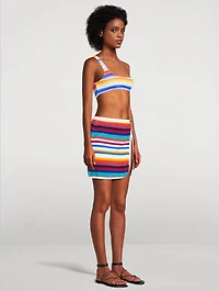 Terry Wrap Mini Skirt Zig Zag Print
