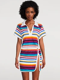 Cropped Polo Shirt Zig Zag Print