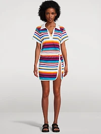 Cropped Polo Shirt Zig Zag Print