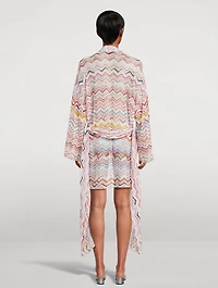 Belted Lurex Cover-Up Zig Zag Print