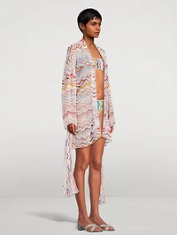 Belted Lurex Cover-Up Zig Zag Print