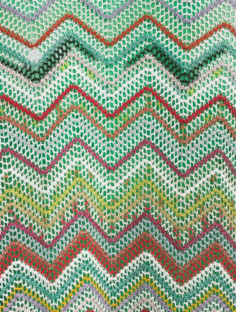 Belted Lurex Cover-Up Zig Zag Print