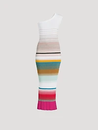 Stripe Jacquard One-Shoulder Cover-Up