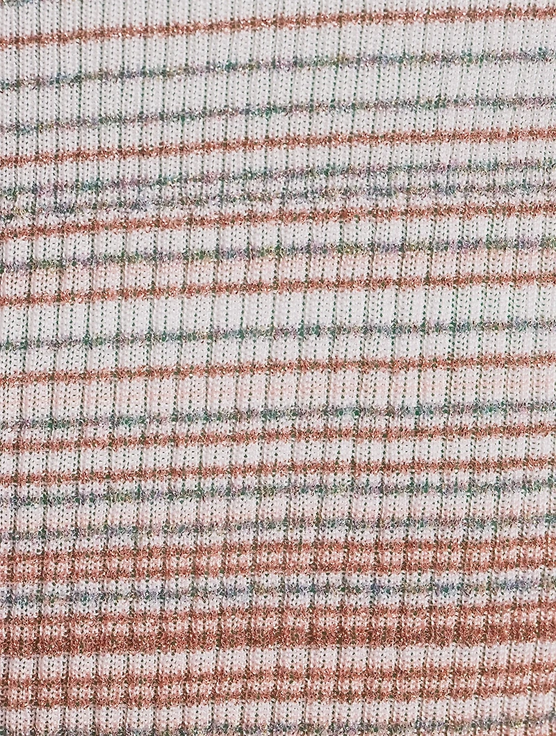 Stripe Jacquard One-Shoulder Cover-Up