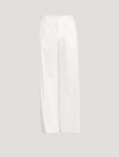 Stretch Cotton Wide-Leg Pants