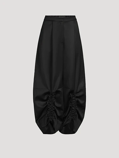 Ruched Wide-Leg Trousers