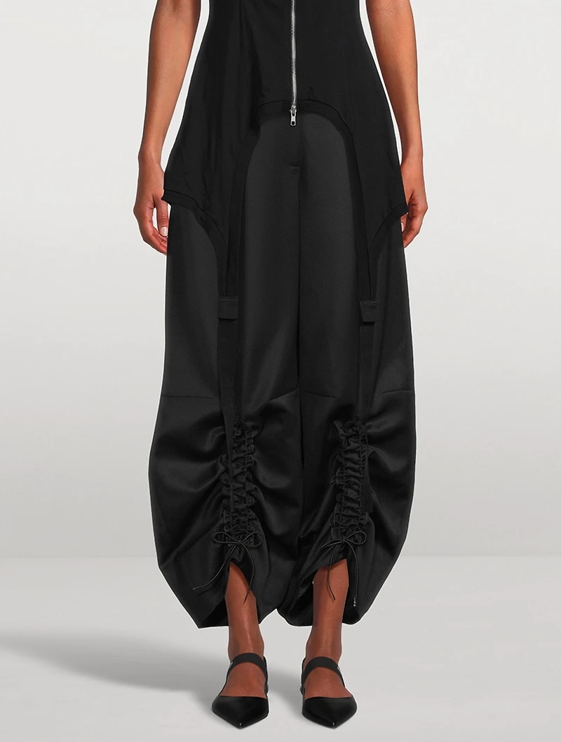Ruched Wide-Leg Trousers