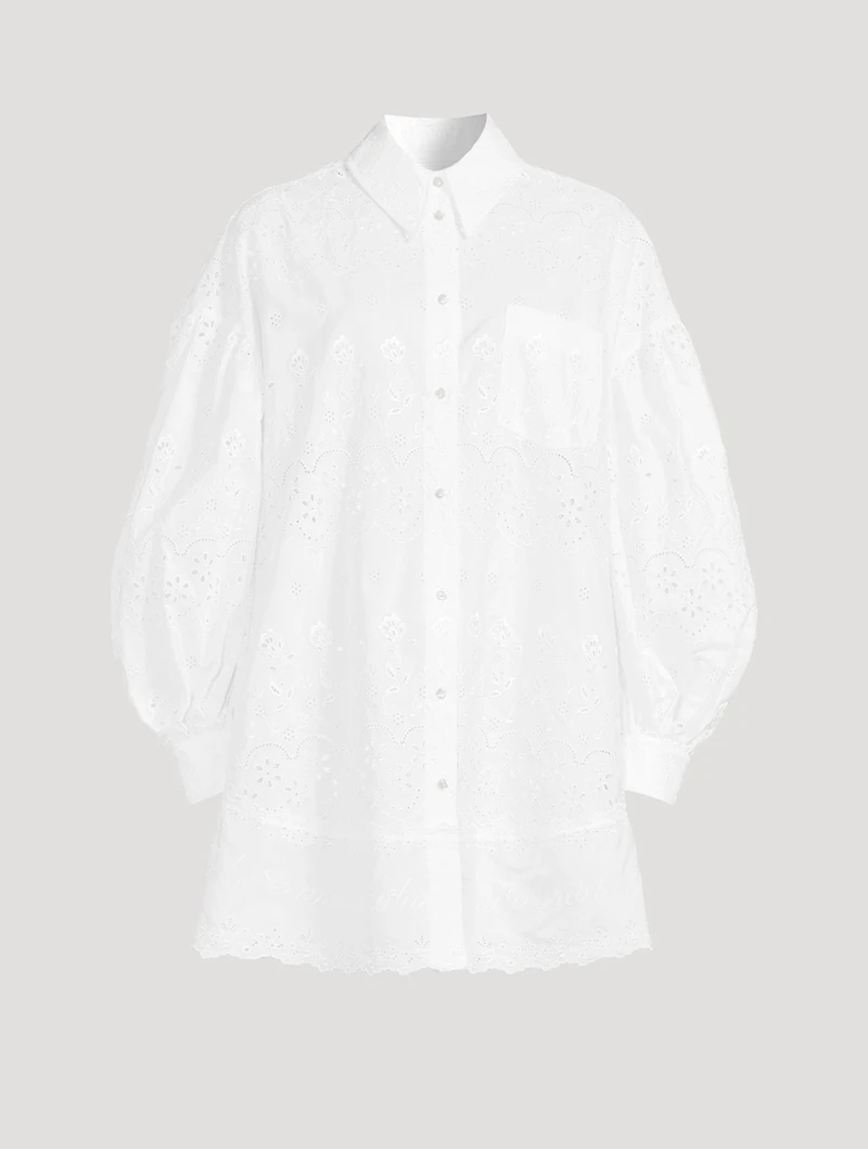 Signature Sleeve Embroidered Shirt Dress