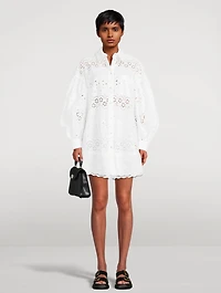 Signature Sleeve Embroidered Shirt Dress
