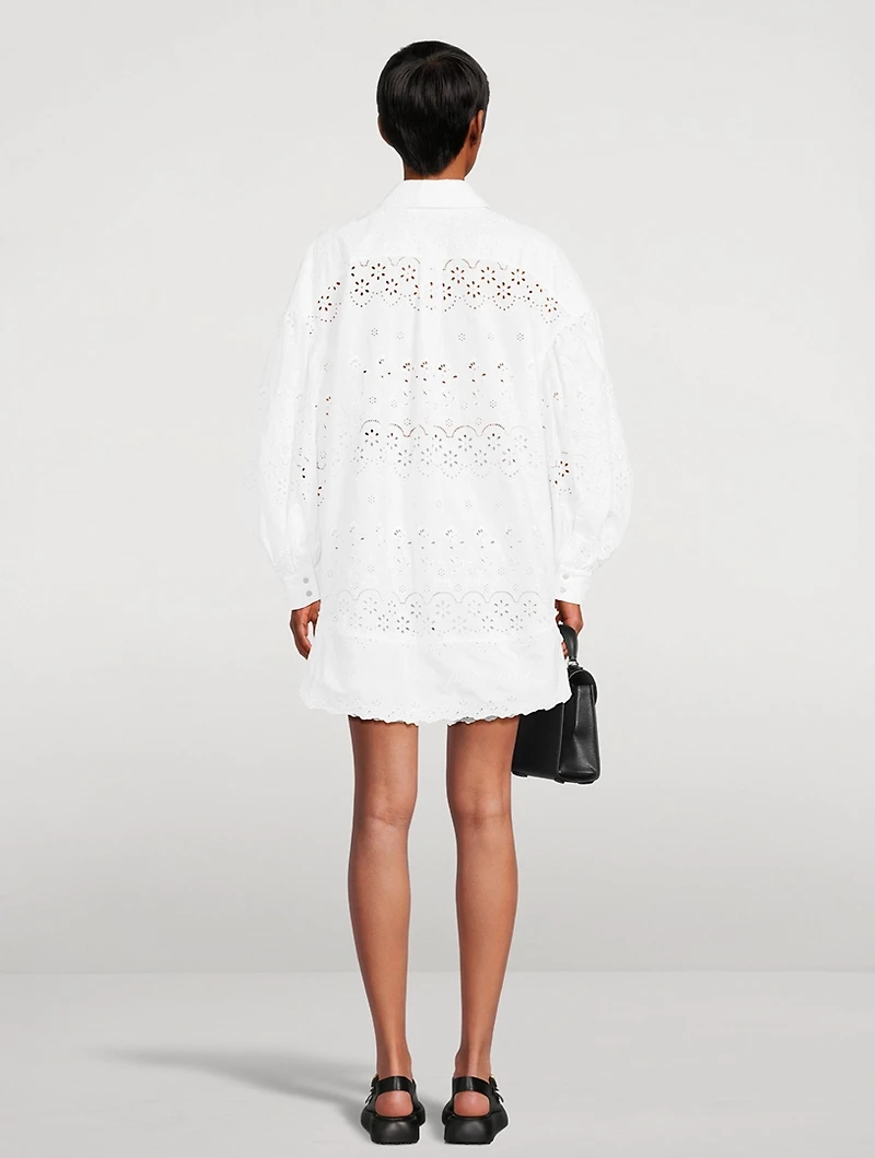 Signature Sleeve Embroidered Shirt Dress