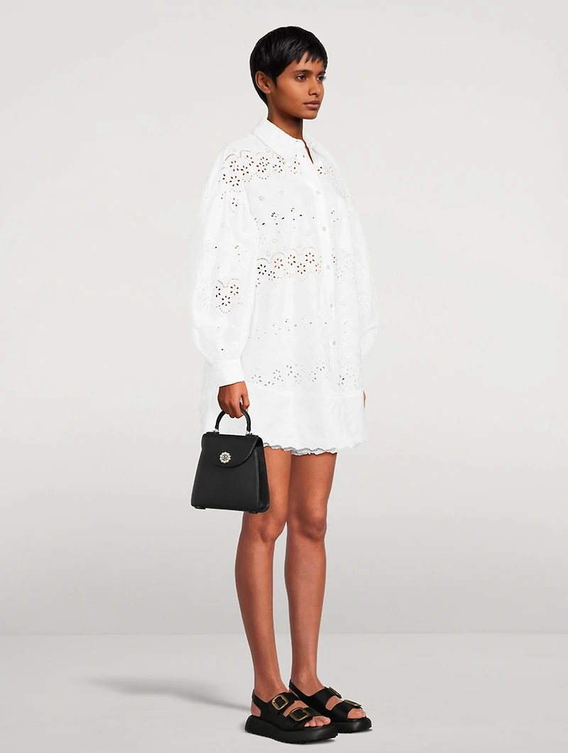 Signature Sleeve Embroidered Shirt Dress