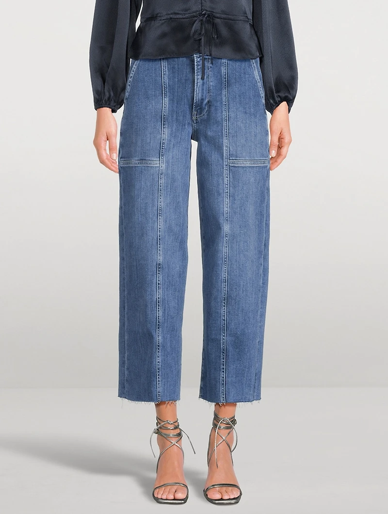 Braided-Hem Wide-Leg Jeans