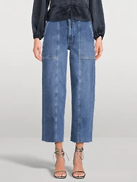 Braided-Hem Wide-Leg Jeans