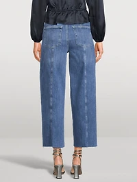 Braided-Hem Wide-Leg Jeans